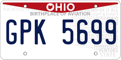OH license plate GPK5699