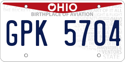 OH license plate GPK5704