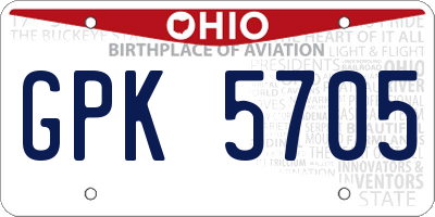 OH license plate GPK5705