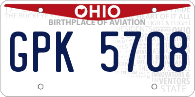 OH license plate GPK5708