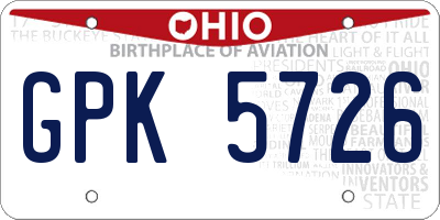 OH license plate GPK5726