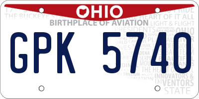 OH license plate GPK5740