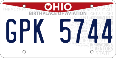 OH license plate GPK5744