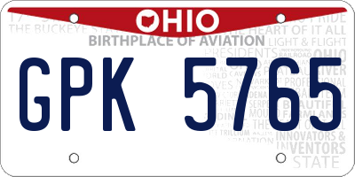 OH license plate GPK5765