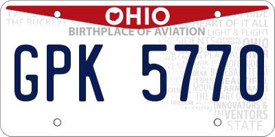 OH license plate GPK5770