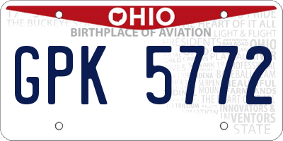 OH license plate GPK5772