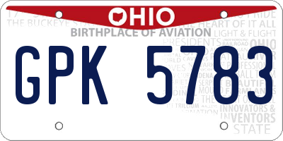 OH license plate GPK5783