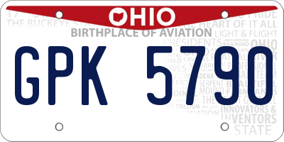 OH license plate GPK5790
