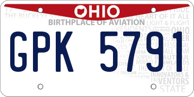 OH license plate GPK5791