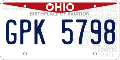 OH license plate GPK5798