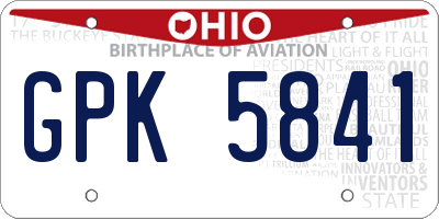 OH license plate GPK5841