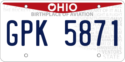 OH license plate GPK5871