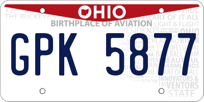 OH license plate GPK5877