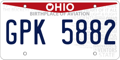OH license plate GPK5882