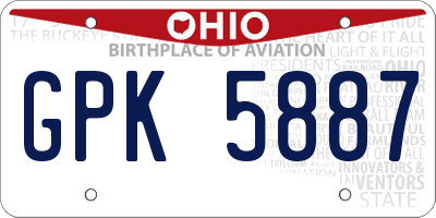 OH license plate GPK5887