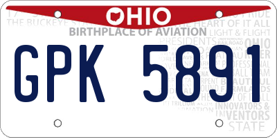 OH license plate GPK5891