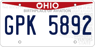 OH license plate GPK5892