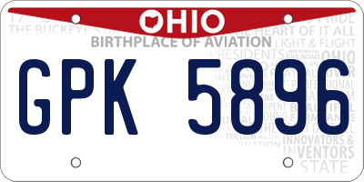 OH license plate GPK5896