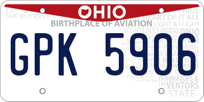OH license plate GPK5906