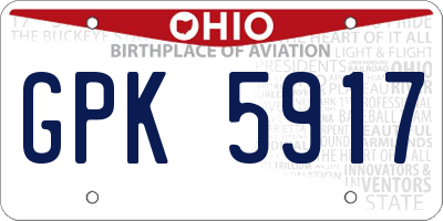OH license plate GPK5917