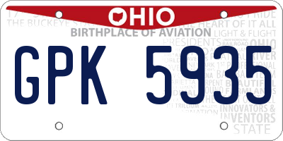 OH license plate GPK5935