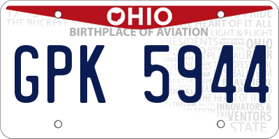 OH license plate GPK5944