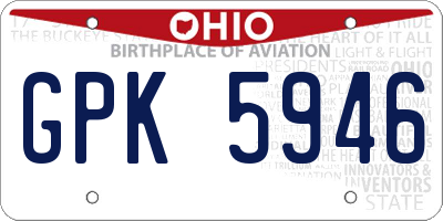 OH license plate GPK5946