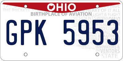 OH license plate GPK5953