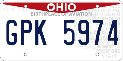 OH license plate GPK5974