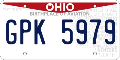 OH license plate GPK5979