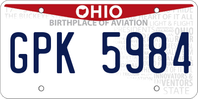 OH license plate GPK5984