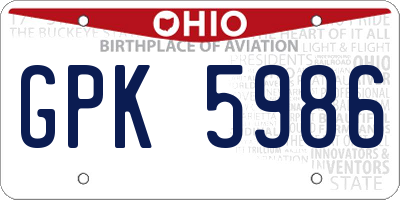 OH license plate GPK5986