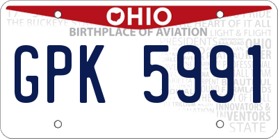 OH license plate GPK5991