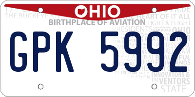 OH license plate GPK5992