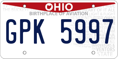 OH license plate GPK5997