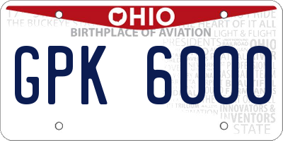 OH license plate GPK6000
