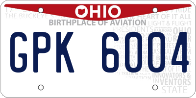OH license plate GPK6004