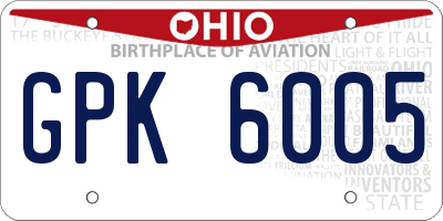OH license plate GPK6005