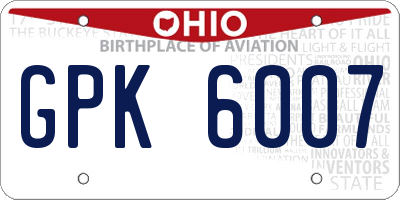 OH license plate GPK6007