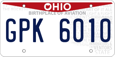 OH license plate GPK6010