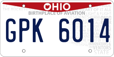OH license plate GPK6014