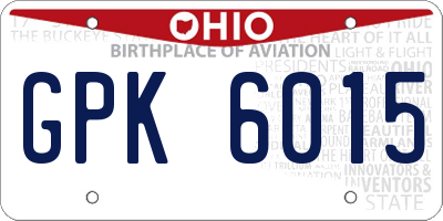 OH license plate GPK6015