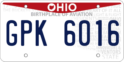 OH license plate GPK6016