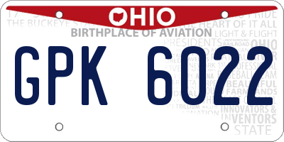 OH license plate GPK6022