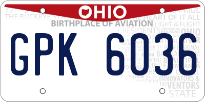 OH license plate GPK6036