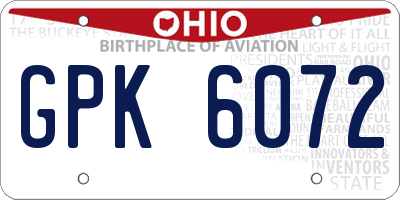 OH license plate GPK6072