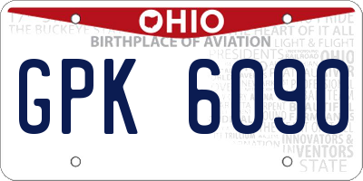 OH license plate GPK6090