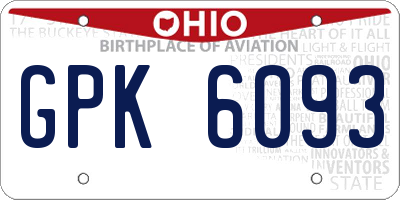 OH license plate GPK6093