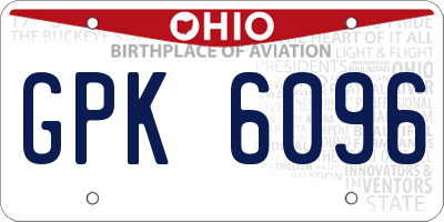 OH license plate GPK6096