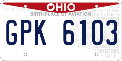 OH license plate GPK6103